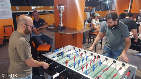 British foosball tournament played on an ITSF-spec Garlando Master Champion.