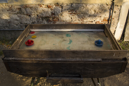 A vintage table hockey table.