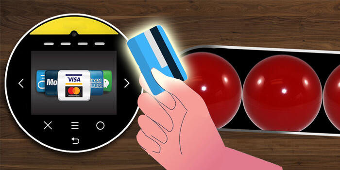 The contactless payment system on a pool table.
