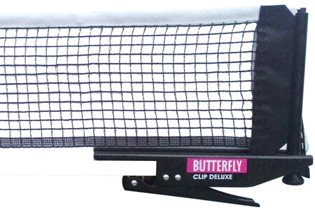 Butterfly Clip Deluxe table tennis net and post set.
