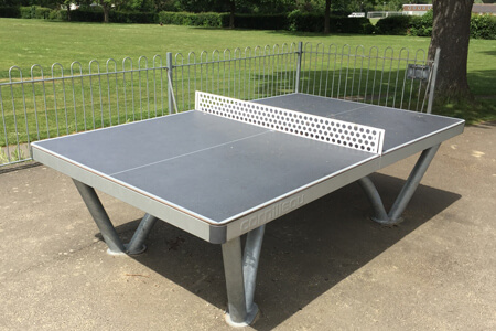 The Cornilleau Park anchored outdoor tennis table.