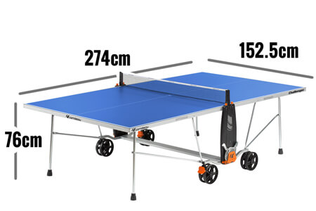 Regulation dimensions of a full-size table tennis table.