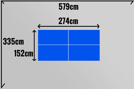 Room size needed for a full-size tennis table.