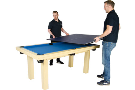 The Tekscore Table Tennis top being fitted to a pool table.