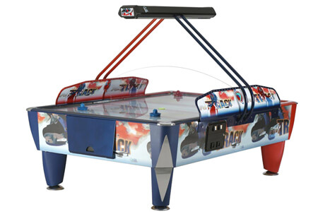 A SAM Fast Track Double air hockey table.