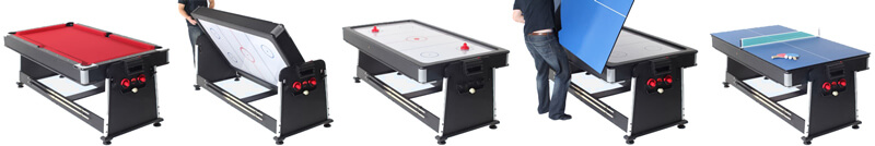 A Strikeworth 7ft Multi Games table changing between games.