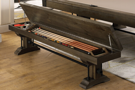 A storage bench as optional on the Carolina II table.