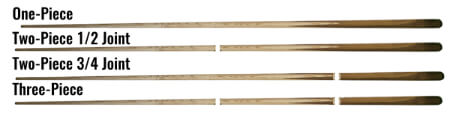Different pool cue joint types.