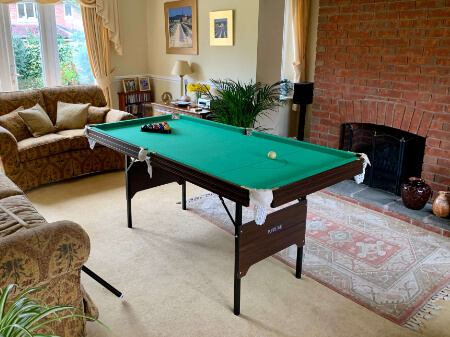The Pureline 6ft folding snooker table.
