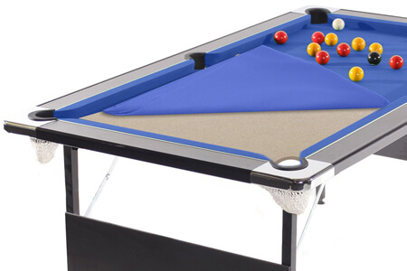 A pool table showing the MDF bed.