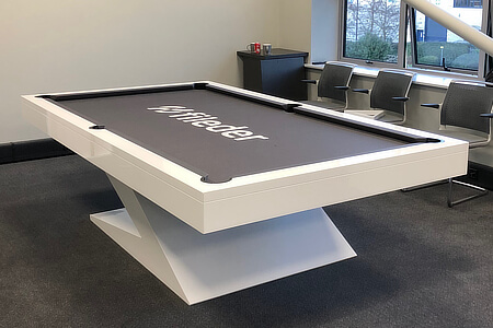 A Zen pool table with custom cloth.