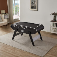 Strikeworth Aurora LED Football Table in Black Finish Playfield covered.