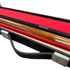 The Attache style hard case for two piece cue strap.