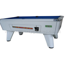 Supreme Winner Coin Operated Pool Table - White Finish & Blue Cloth