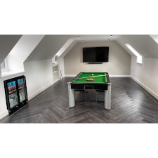 The Fusion Pool Dining Table in black.