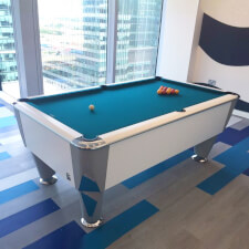 An Atlantic pool table in white.