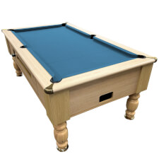 The Richmond Pool Table by Optima, In a Light Oak Finish with a Powder Blue Cloth Colour