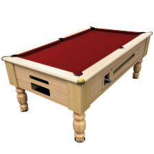 The Richmond Pool Table by Optima, In a Light Oak Finish with a Red Club Cloth Colour