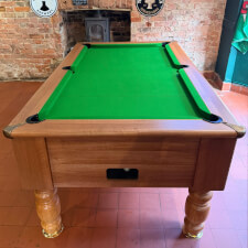 The Richmond Pool Table by Optima, In a Dark Walnut Finish with a Green Cloth Colour.
