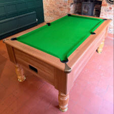 The Richmond Pool Table by Optima, In a Dark Walnut Finish with a Green Cloth Colour.