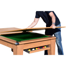 Lifting the tabletop onto the Classic Diner