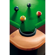 The pocket of the Royal Class slate bed pool table
