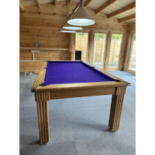 The Traditional Diner in Oak with Purple cloth.