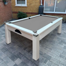 The Fusion Outdoor in White with Grey cloth.