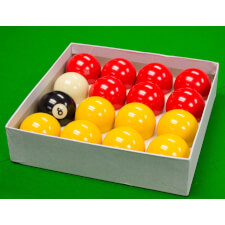 The Strikeworth red & yellow pool balls in box