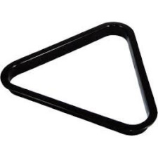 The black plastic triangle included in the starter pool table accessory pack.