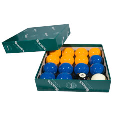 Aramith 2 inches blue and yellow balls.
