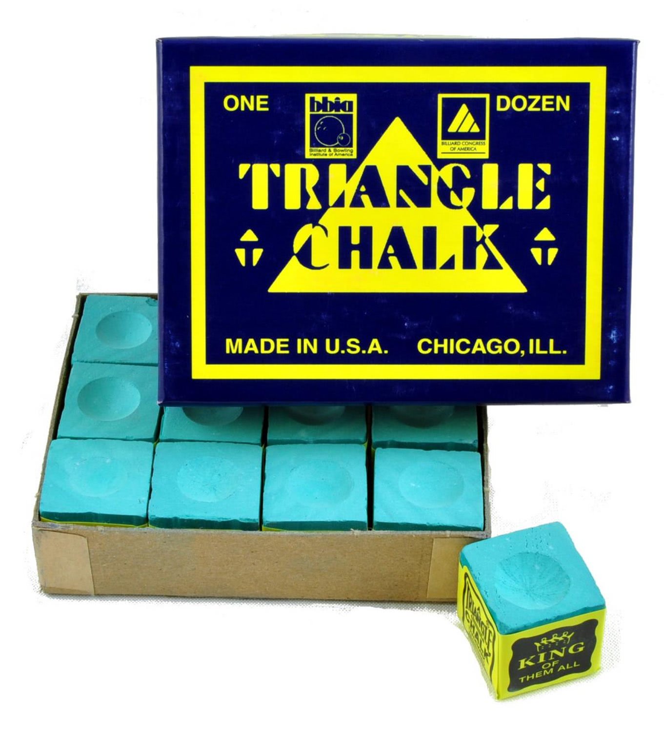Triangle Billiard/Pool Cue Chalk Green 1 Pack/12 Pieces 