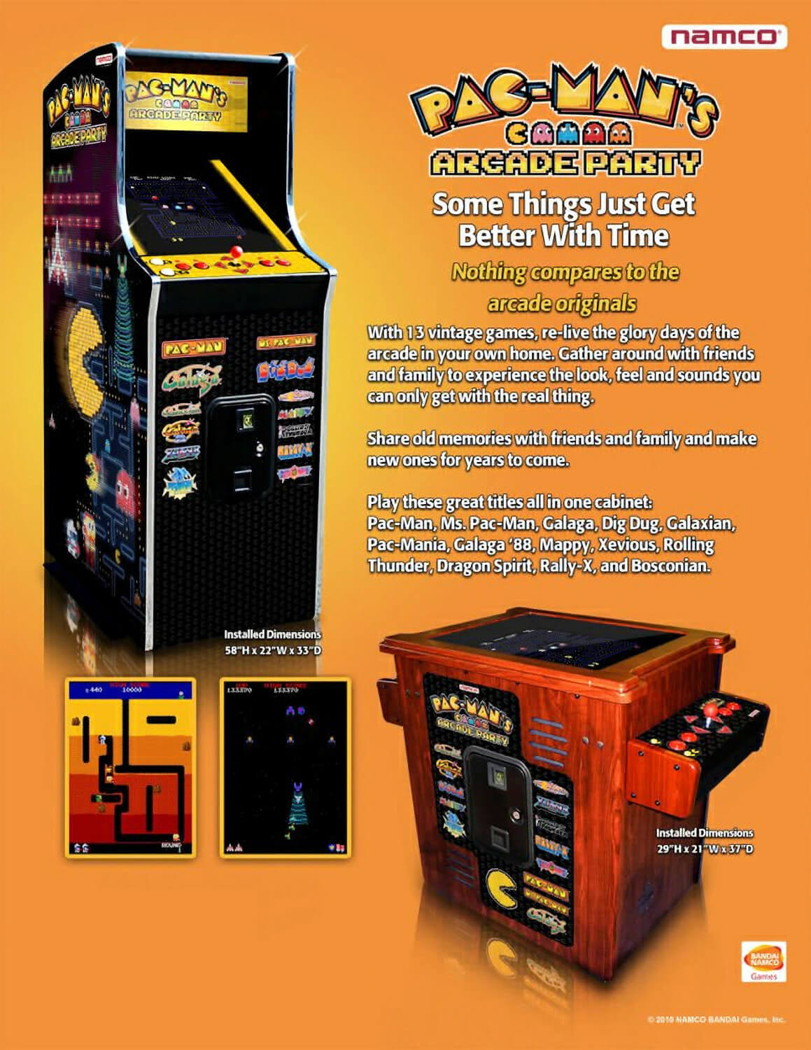 Namco Pac-Man's Arcade Party Cocktail Arcade Machine ...