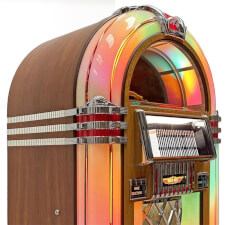 The Rock-Ola Bubbler walnut Jukebox Top.