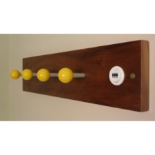 Arcade Coat Hook - Walnut with Yellow