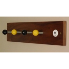Arcade Coat Hook - Walnut with Yello & Black Hooks