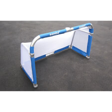 Samba practice football goal posts on tarmac