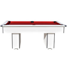 The Classic Slimline Pool Table With Red Cloth View From The Side.