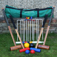The Garden Games Sandford Croquet Full Set Displayed Outdoor.