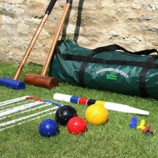 The Garden Games Sandford Croquet Set Outdoor Close Up.