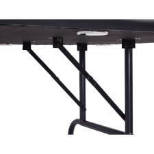 The locking struts on the Tekscore folding poker table.