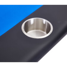 One of the drinks holders on the Tekscore folding poker table.