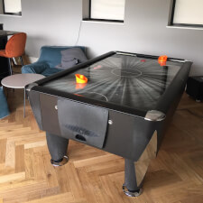 The Black Ice air hockey table.
