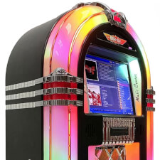 The Rock-Ola Bubbler Music Center Black Gloss Top