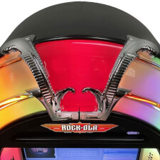 The Rock-Ola Bubbler Music Center Black Gloss Top Details