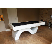 The Picasso in white with a custom-printed cloth