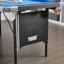 The Tekscore Folding pool table's folding legs.