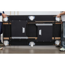 The Tekscore Folding pool table with legs folded.