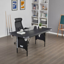 The Tekscore Folding pool table with plain tops used as an office desk.