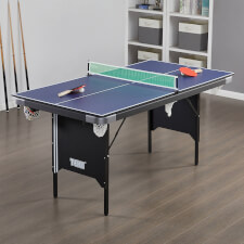 The pool table with table tennis tops fitted.